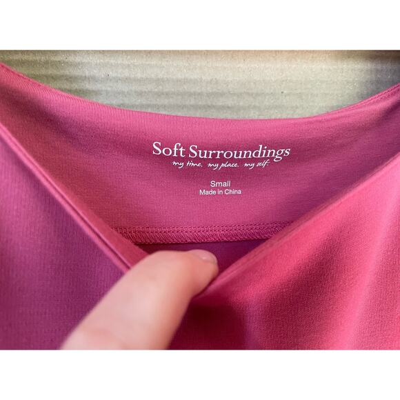 NWT SOFT SURROUNDINGS pink midi dress size S small short sleeve scoop neck - Picture 3 of 9